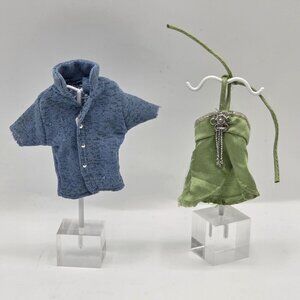 Vintage Bratz Boys Blue Knit Button-Up Top & Green Strapless Dress With Silver A